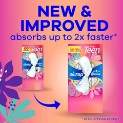 Always Radiant Teen Pads, Size 1, Regular, with Wings, Unscented, 42 Count