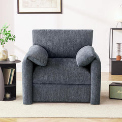 Chenille Upholstered Accent Chair, Modern Lounge Chair with Wide Seat, Beige(Blue,1 Pack)