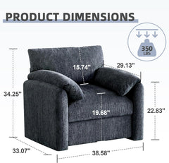 Chenille Upholstered Accent Chair, Modern Lounge Chair with Wide Seat, Beige(Blue,1 Pack)