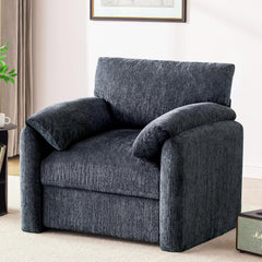 Chenille Upholstered Accent Chair, Modern Lounge Chair with Wide Seat, Beige(Blue,1 Pack)