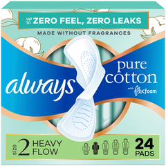 Always Pure Cotton Heavy Unscented Maxi Pads - Size 2