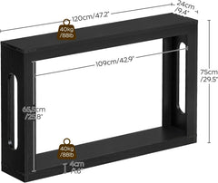 Wooden Farmhouse Console Table with Storage, Entryway Table, Black(Black)
