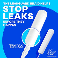 Tampax Compact Pearl Tampons for Women Multipack, with LeakGuard Braid & Extendable Applicator, Regular/Super/Super Plus Absorbency, Compact Extendable Applicator, Unscented, 45 Count