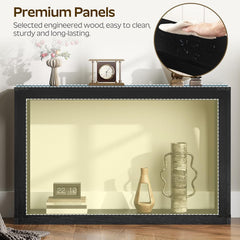 Wooden Farmhouse Console Table with Storage, Entryway Table, Black(Black)