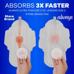 Always Ultra Thin Pads Duo Pack, Feminine Pads with Wings for Women, Size 2 Long Super and 4 Overnight Absorbency, Unscented, Up to 100% Leak-Free Protection, 44 CT