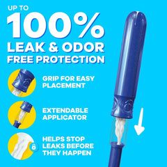 Tampax Compact Pearl Tampons, with LeakGuard Braid & Extendable Applicator, Regular Absorbency, Compact Extendable Applicator, Unscented, 16 Count (Packaging May Vary)