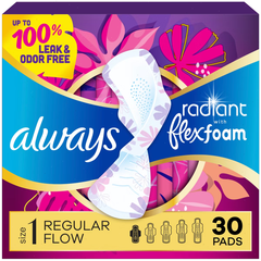 Always Radiant Regular Absorbency Pads with Wings - Scented - Size 1