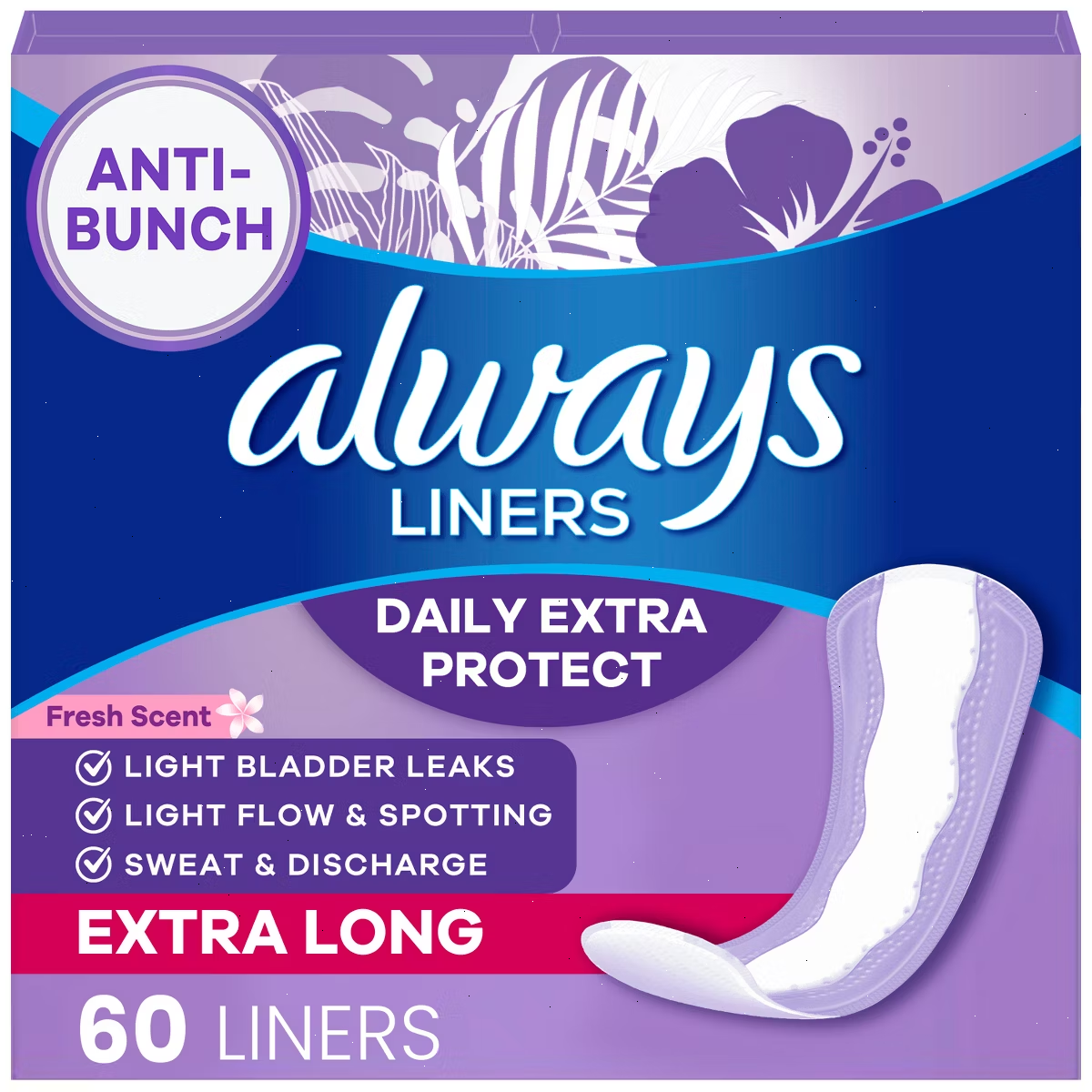 Always Daily Extra Protect with Odor Neutralization Panty Liner - Extra Long - 60ct